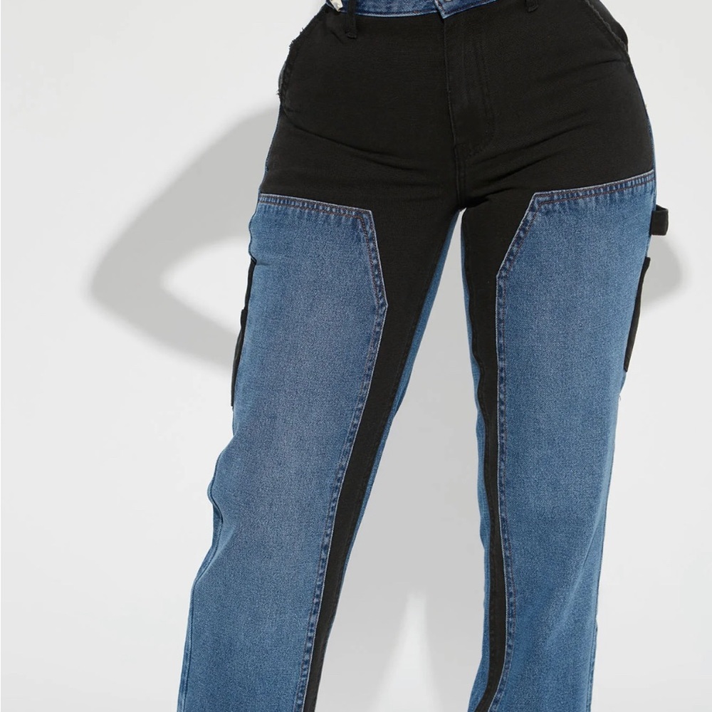 Color Block Black and Blue Jeans